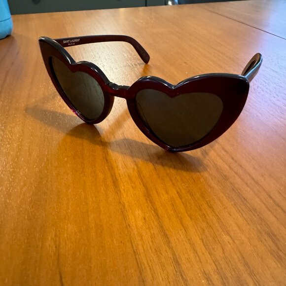 Saint Laurent Heart Sunglasses Dark Red - Picture 4 of 7